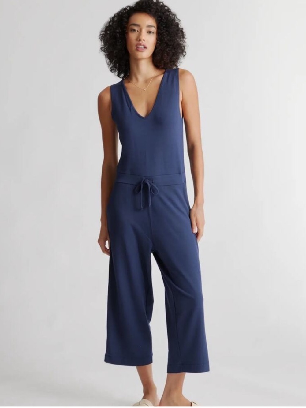 Quince French Terry Modal V-Neck Jumpsuit